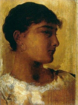  girl Oil Painting - Study of a young girls head another view Edwin Long